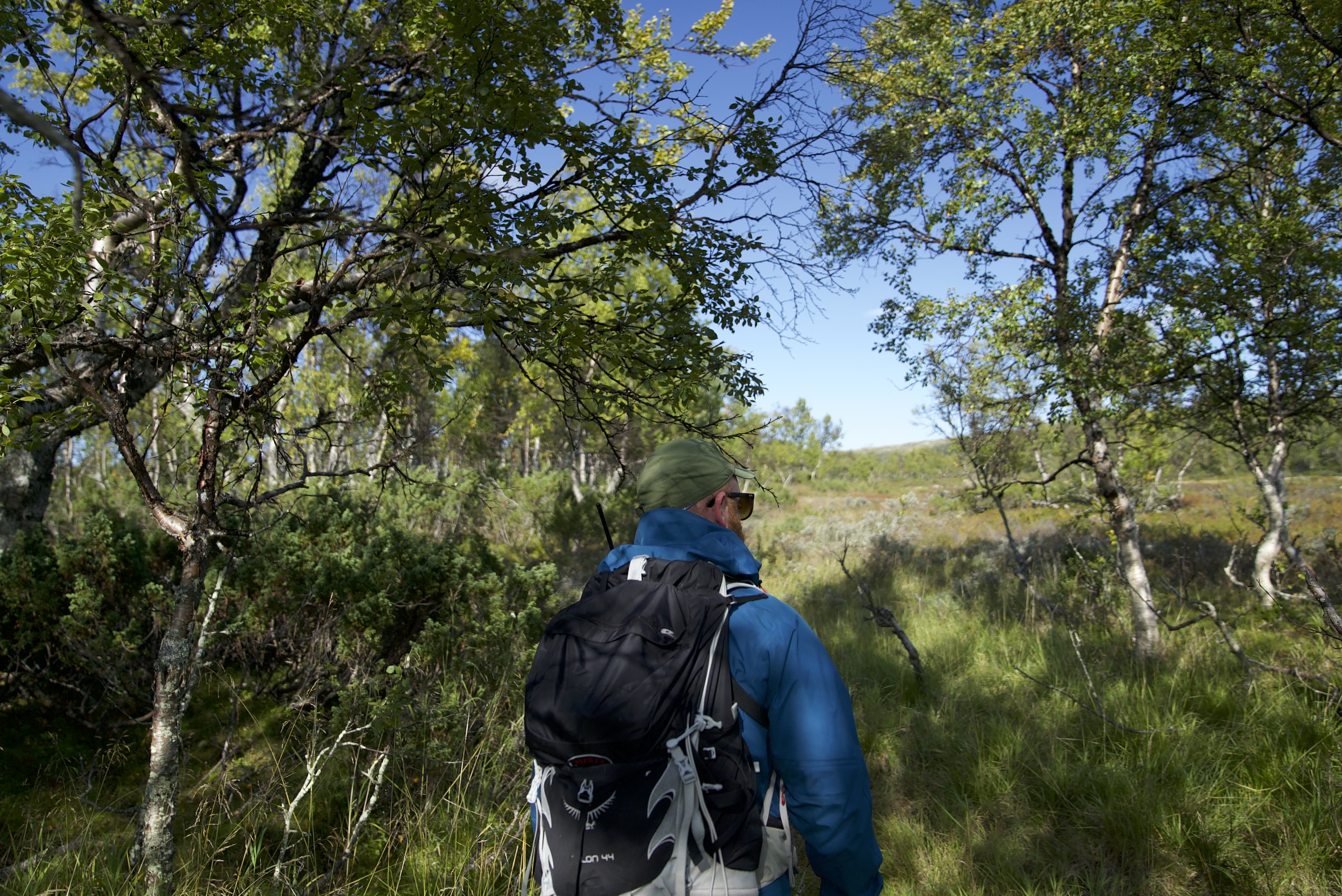 Mann som går i fjellet