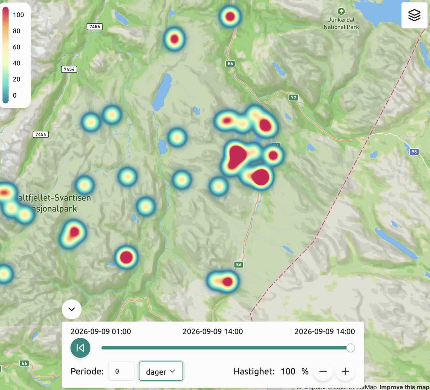 Heat map of where the herd has stayed, with timeline