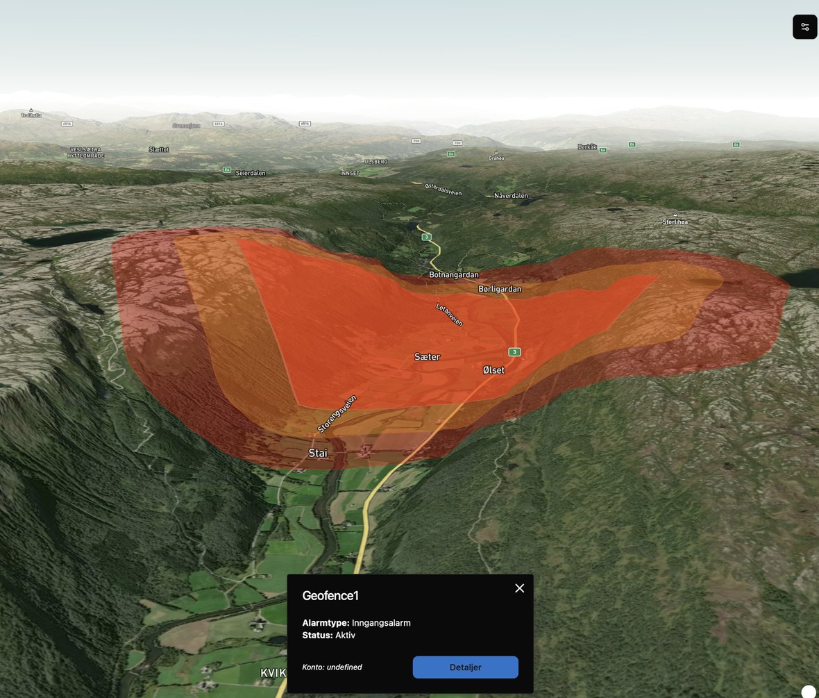 A Geo-Fence drawn over the grazing area on the terrain map