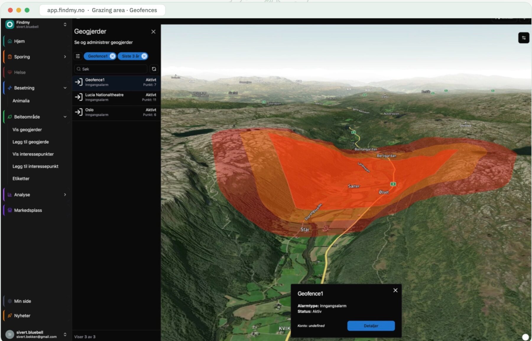 Geocerca en terreno 3D